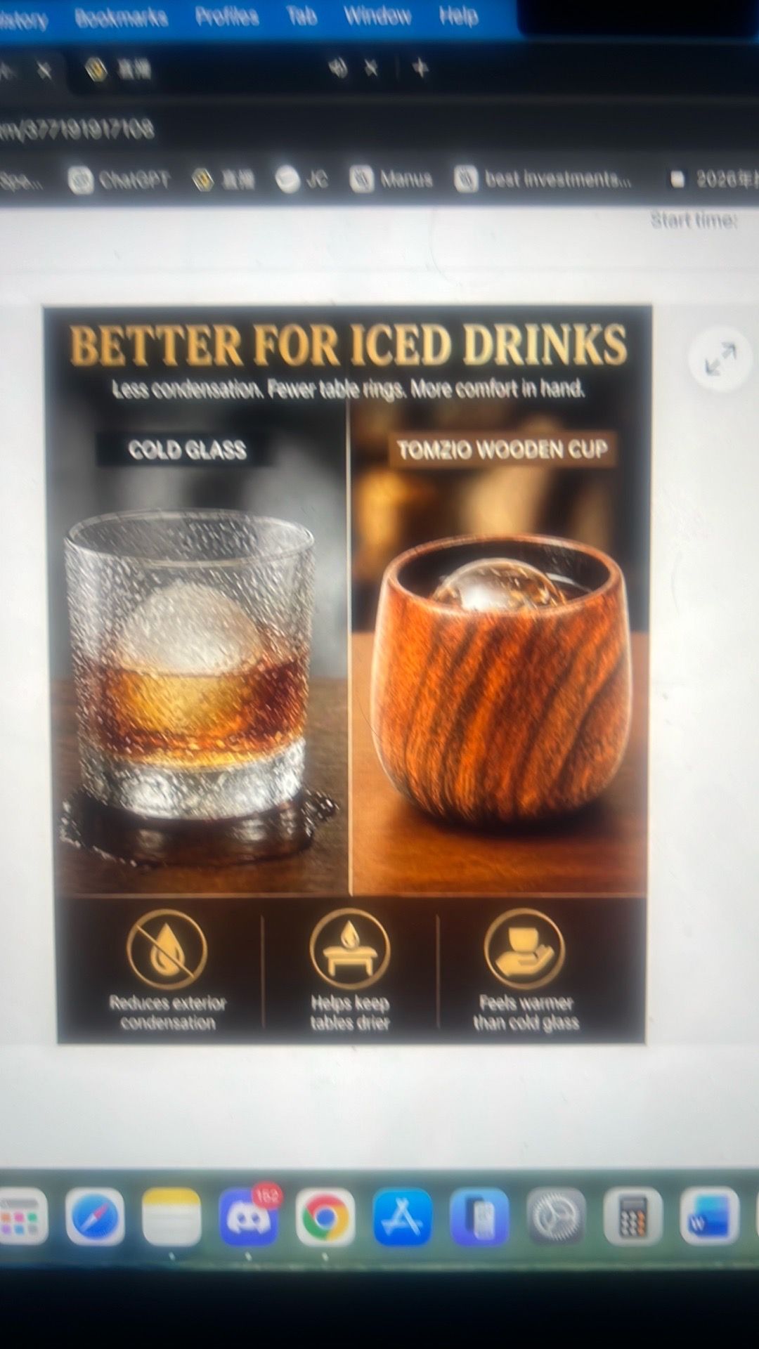 Real charred wooden bourbon drinking glass 11oz - photo 5