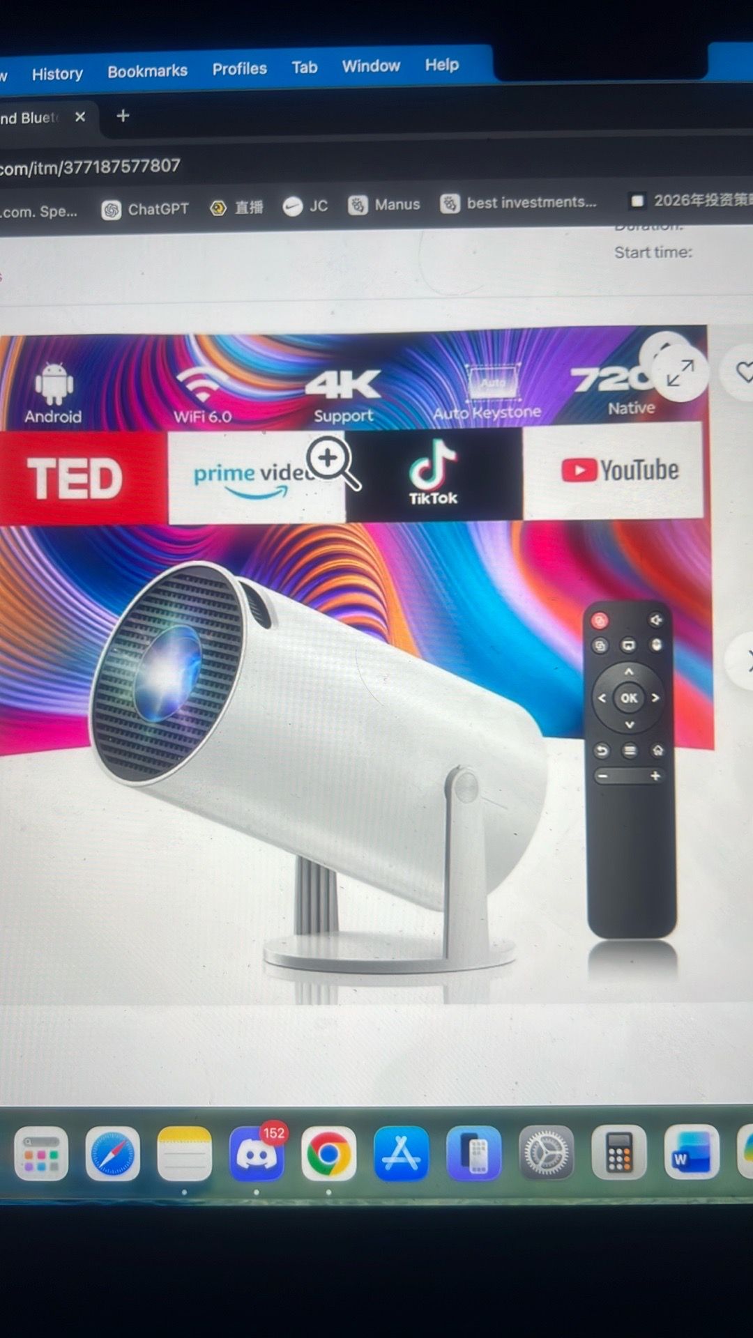 WiFi Bluetooth projector mini