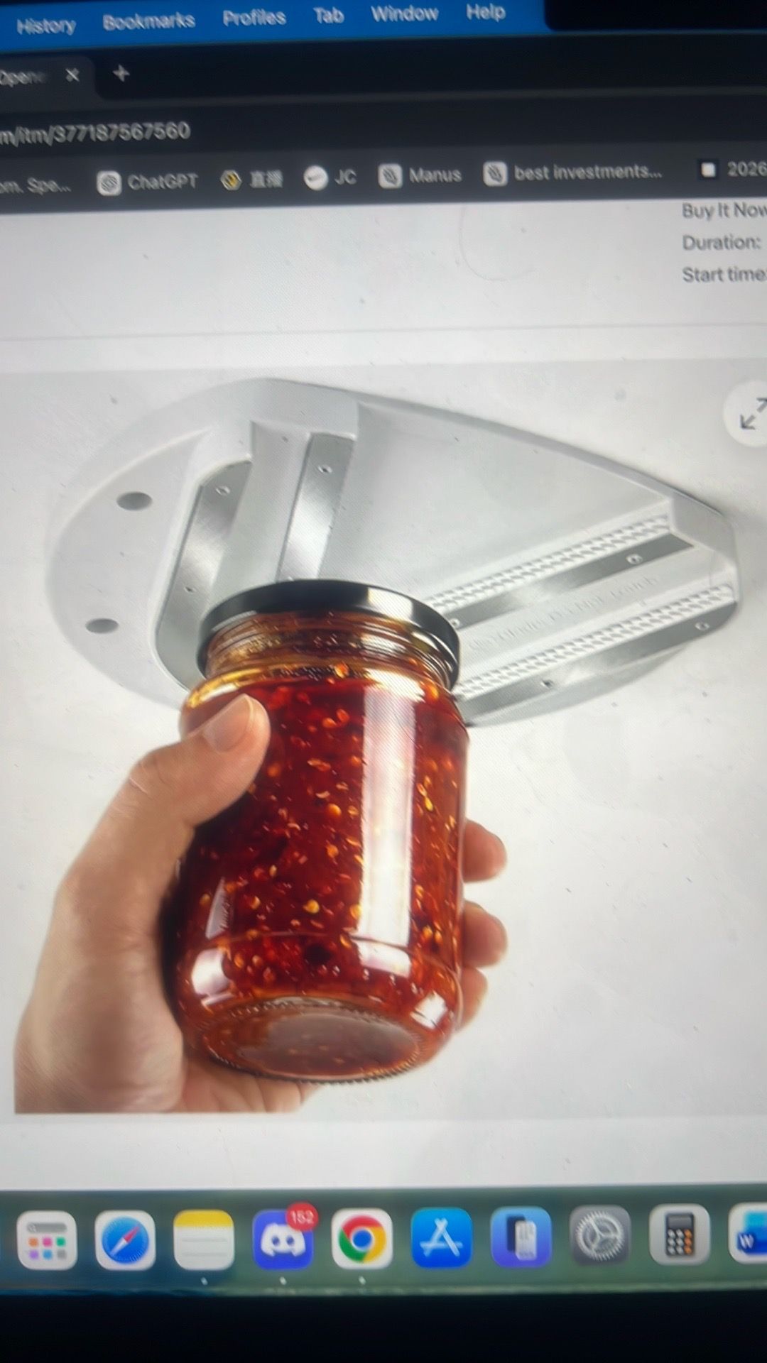 Mount on cabinet jar opener for weak hand