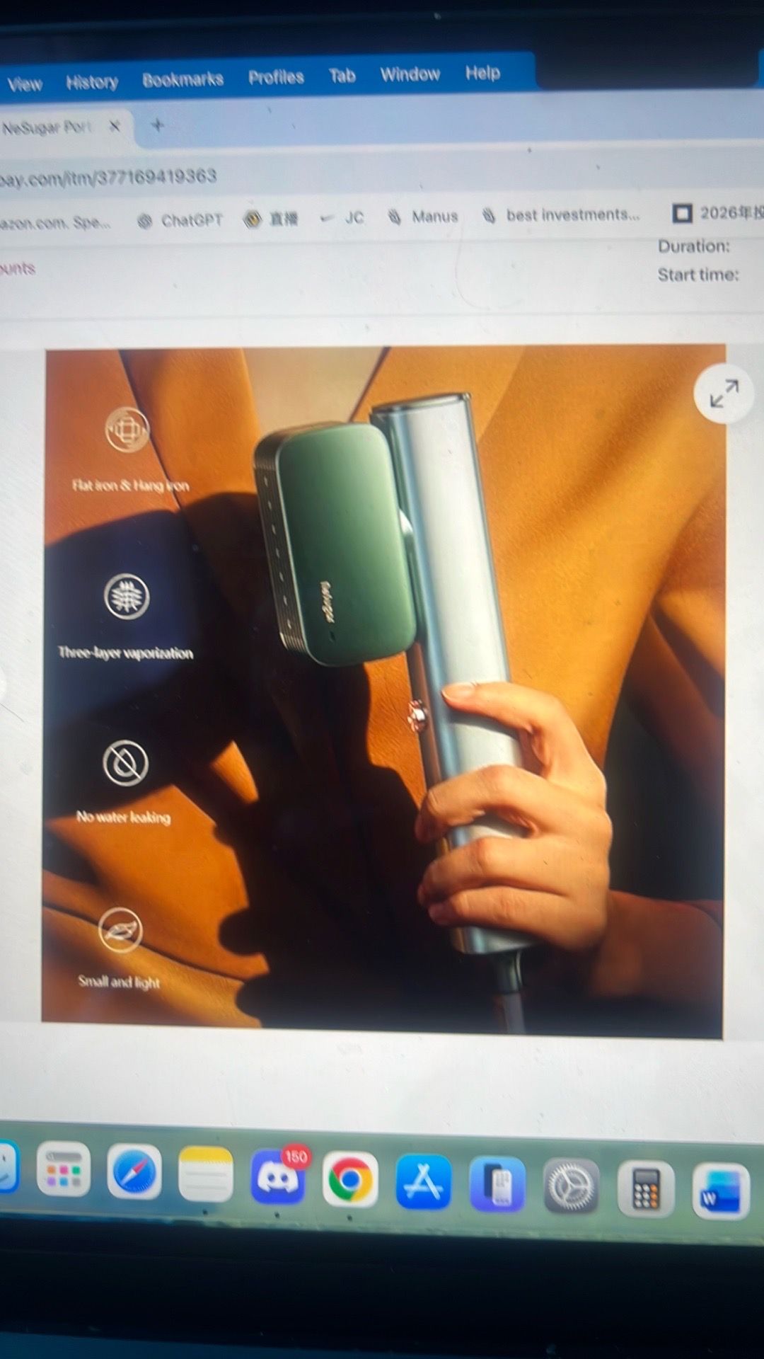 Portable handheld garment steamer, accessories included - photo 2