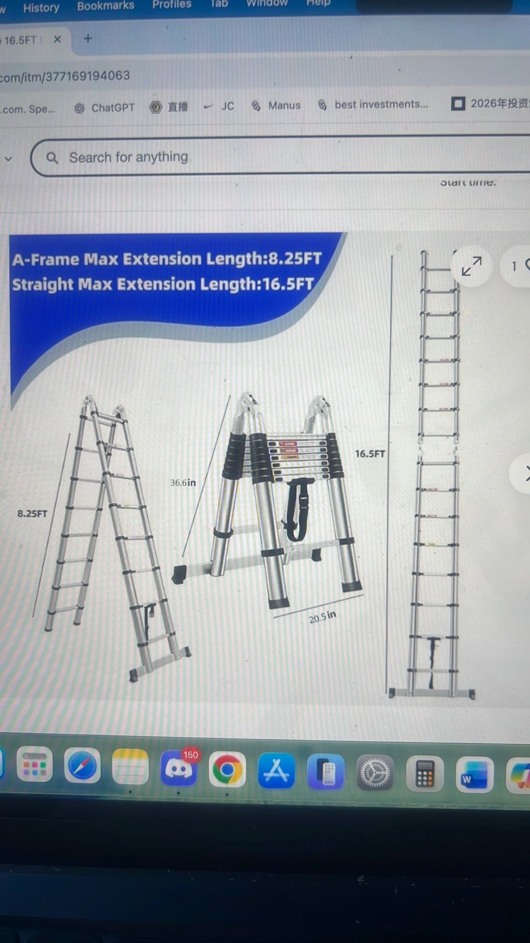 Telescoping a frame 16.5ft ladder with anti slip feet - photo 2
