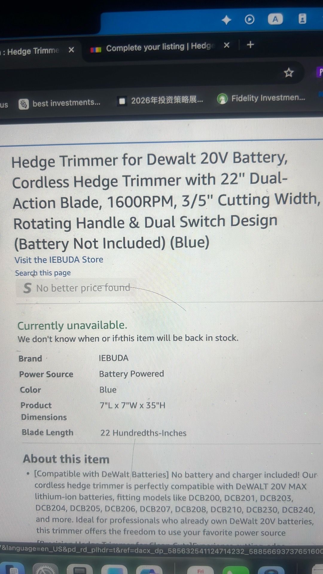 Hedge trimmer (just the tool) battery not include - photo 2