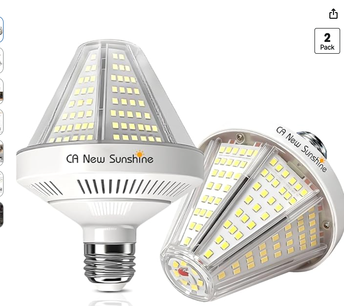 40W LED Corn Light Bulb 5000K Daylight White 6000 Lumen 2Pc