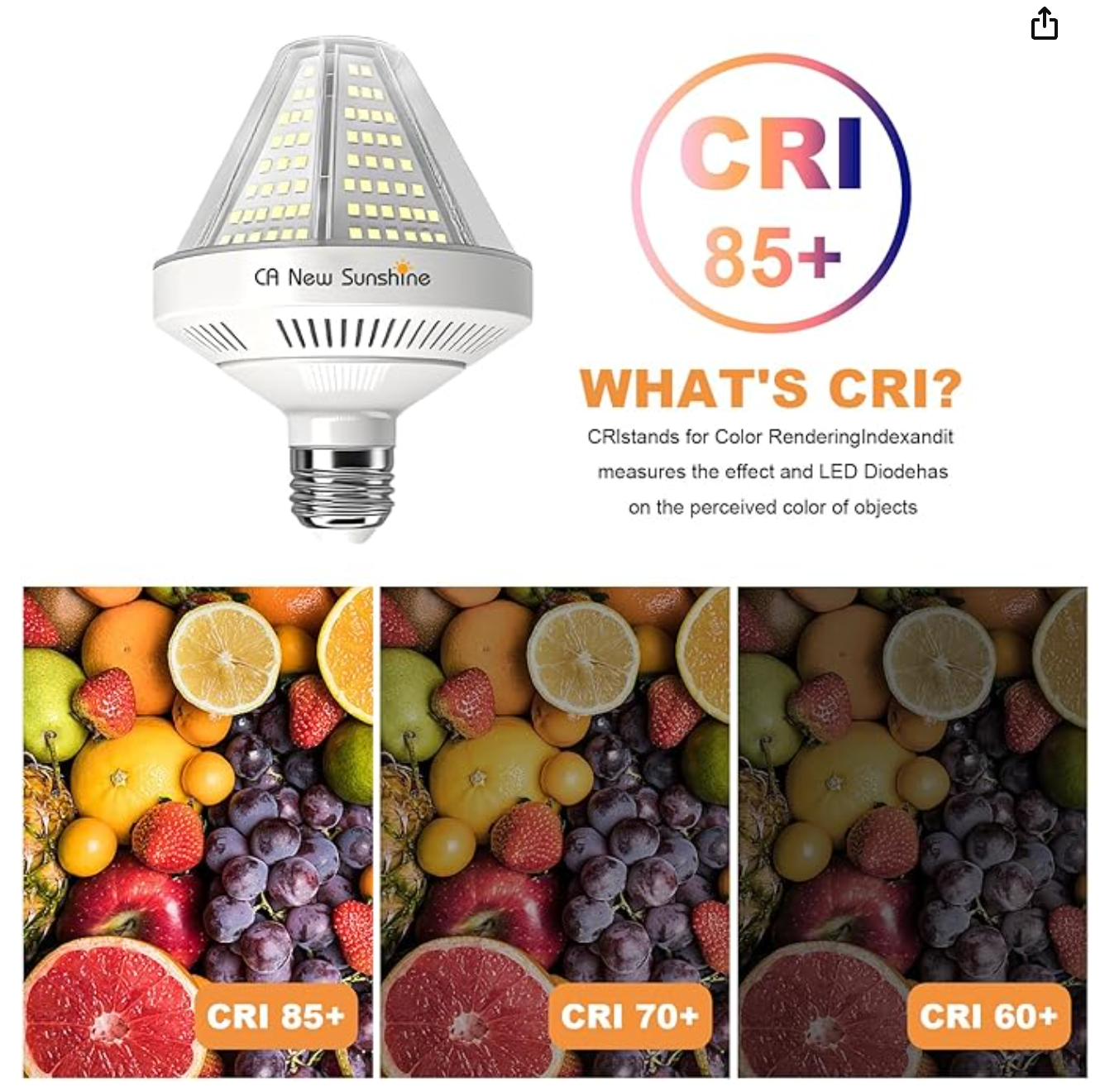 40W LED Corn Light Bulb 5000K Daylight White 6000 Lumen 2Pc - photo 3