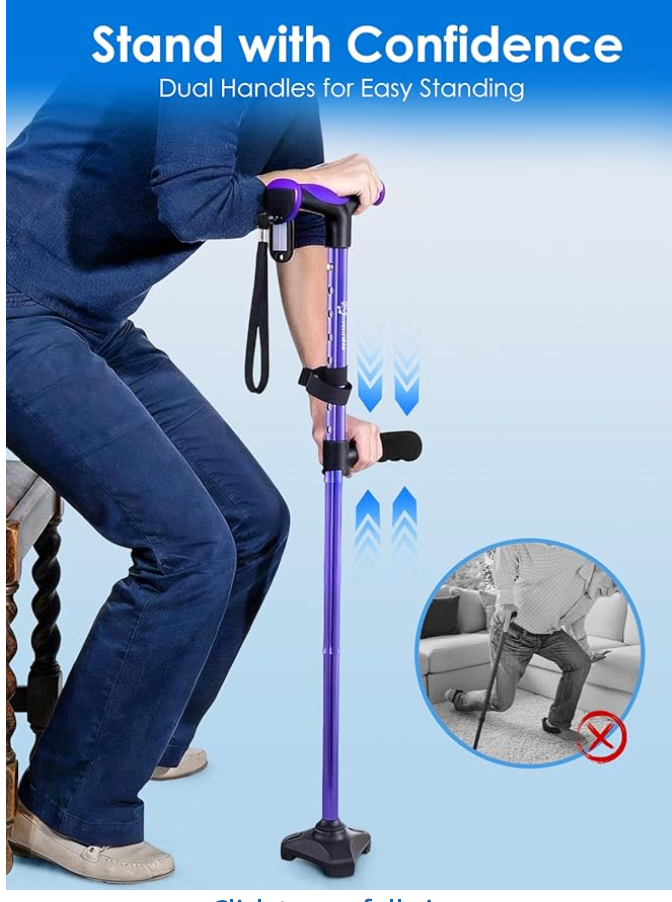 Adjustable Walking Cane for Stability, Self Standing - photo 3
