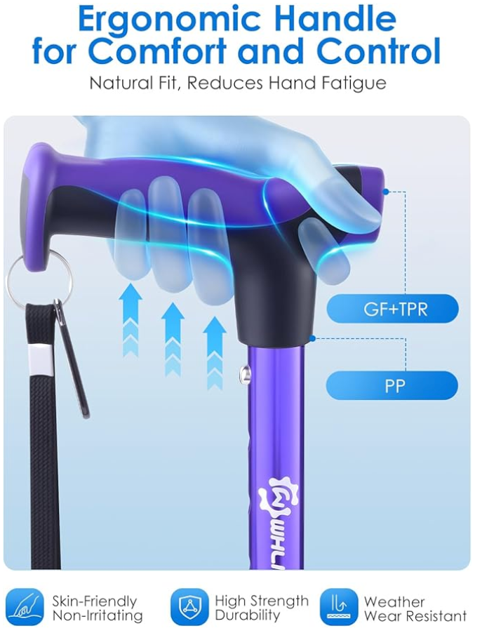 Adjustable Walking Cane for Stability, Self Standing - photo 4