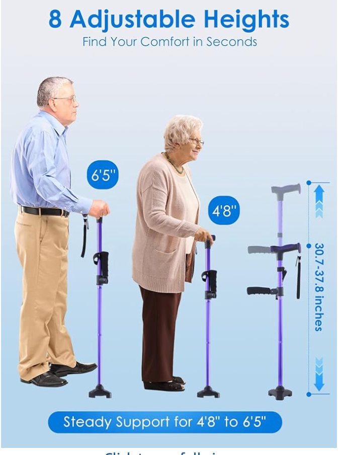 Adjustable Walking Cane for Stability, Self Standing - photo 5