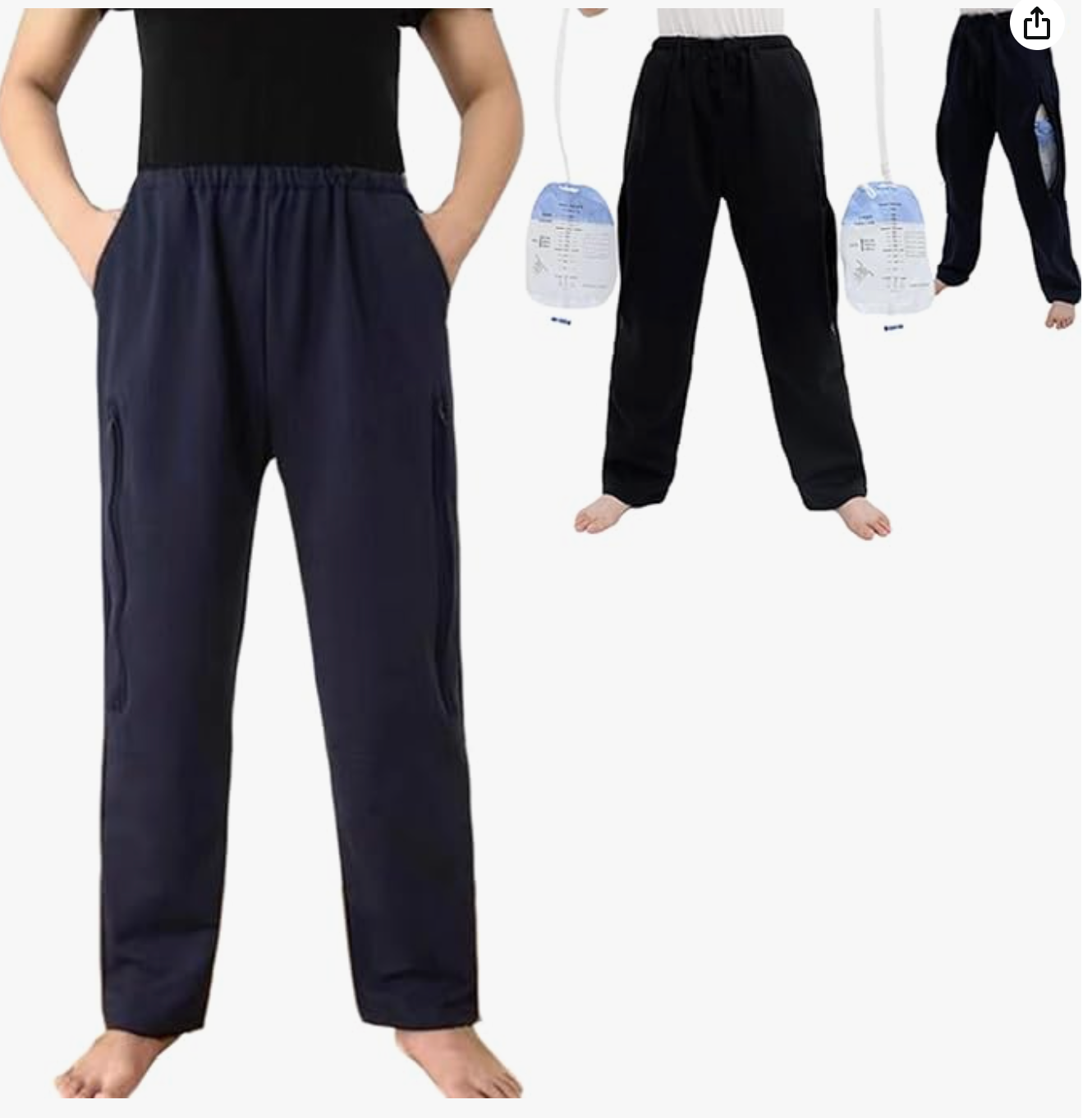 Black Urine Bag Pants for Elderly, Drainage Pants