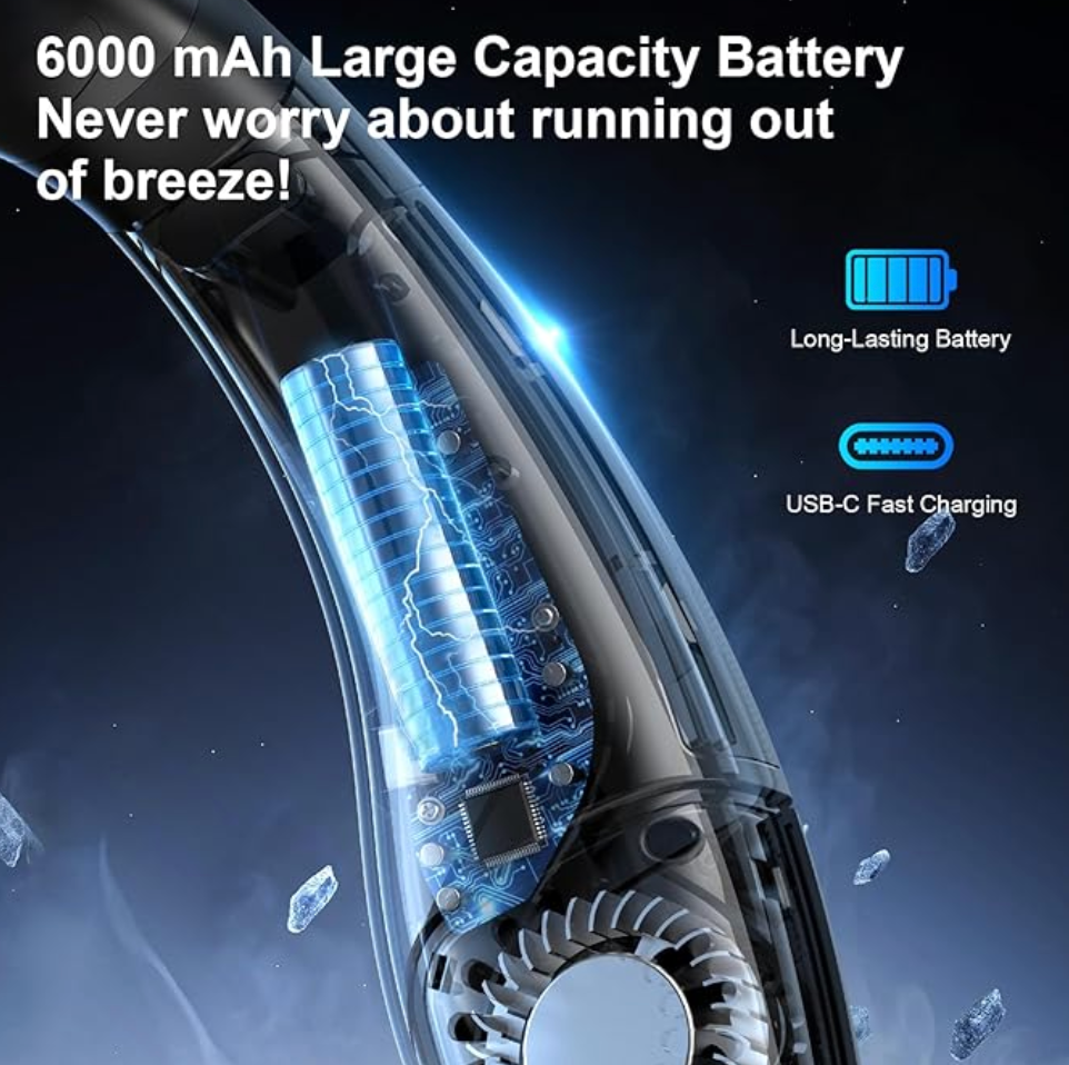 Neck Air Conditioner Fan 6000mAh Battery Wearable - photo 5