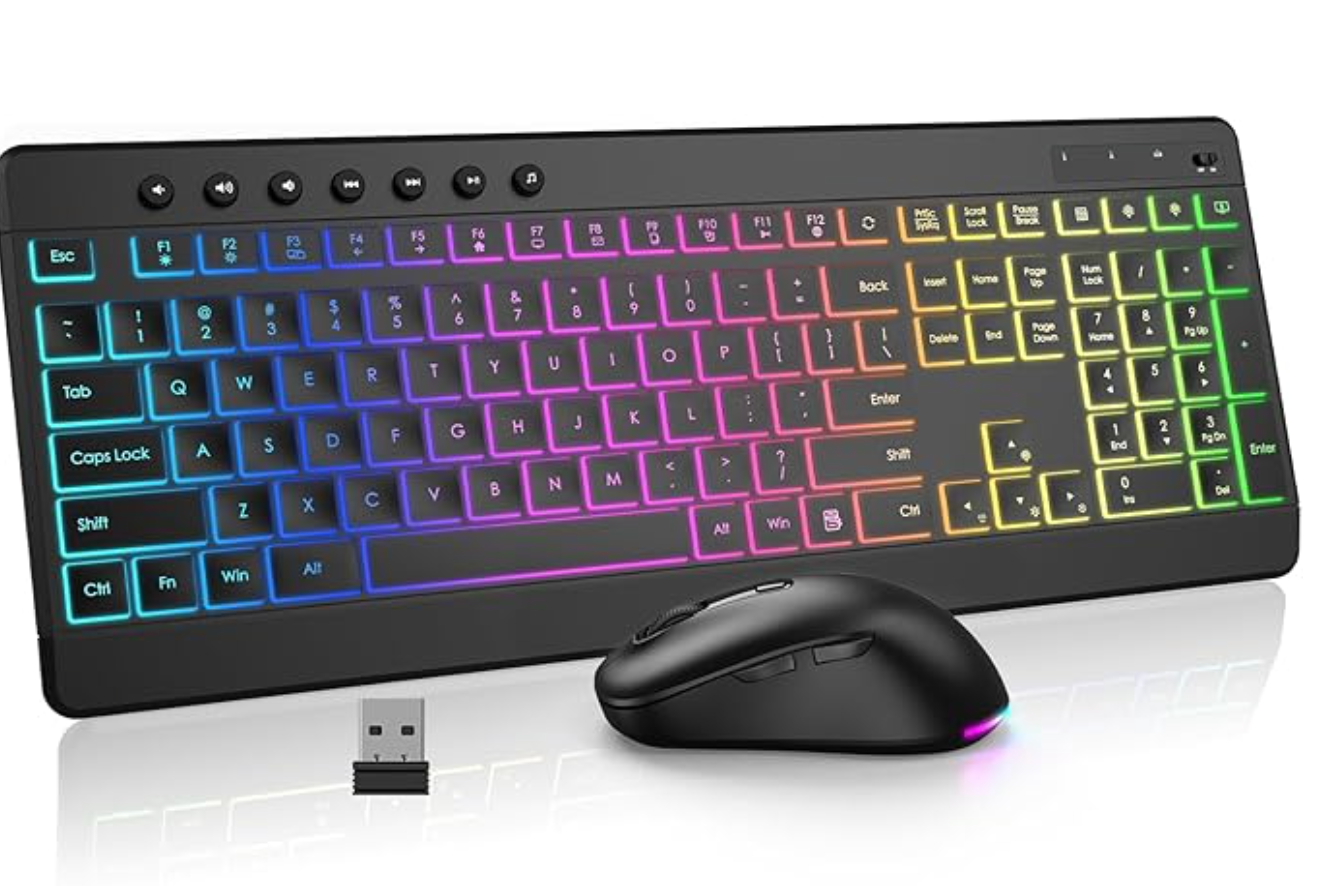 Wireless Keyboard and Mouse Combo, 10 Backlit Effects