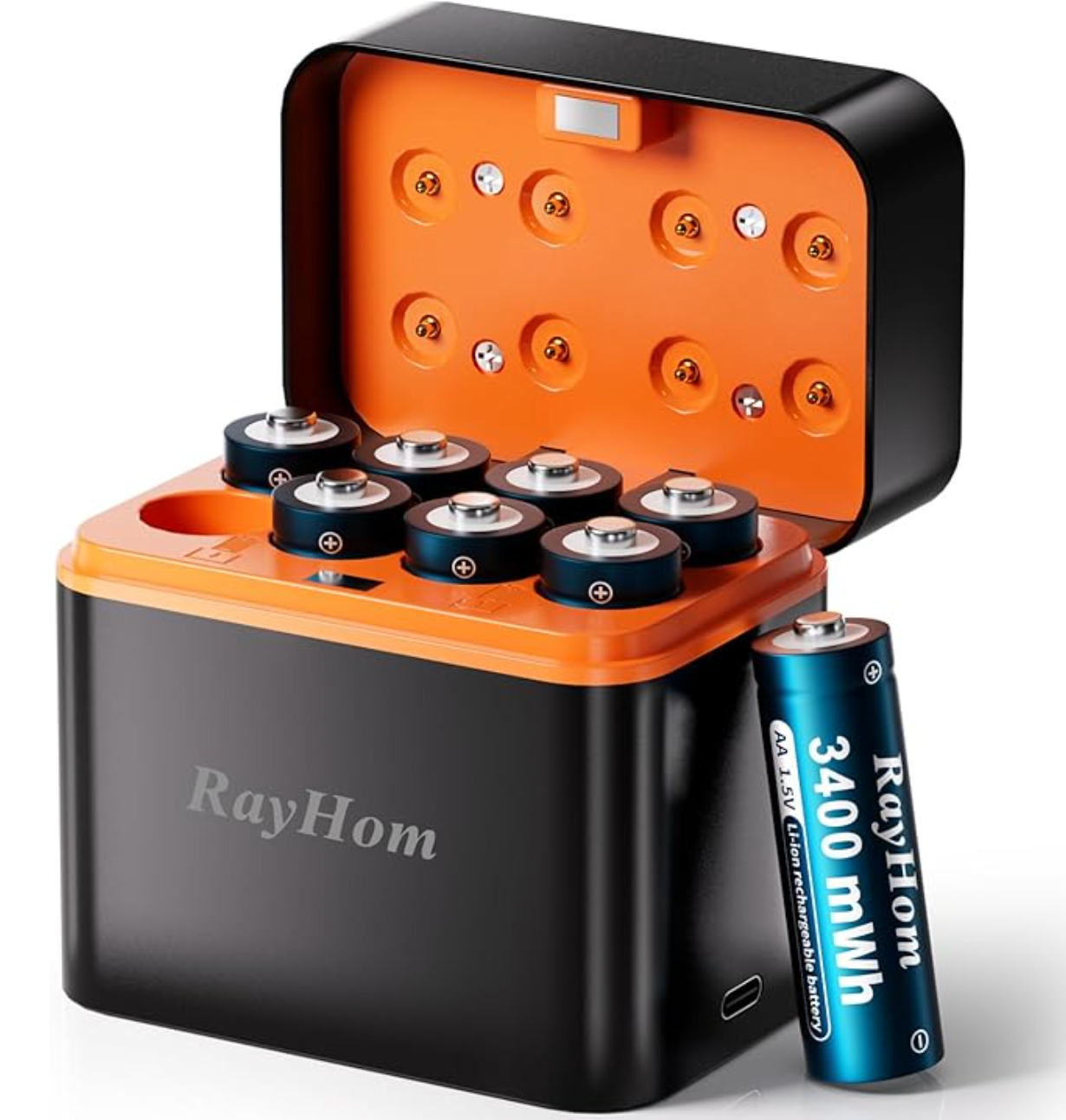 8-Pack Rechargeable Lithium aa Batteries with Charger