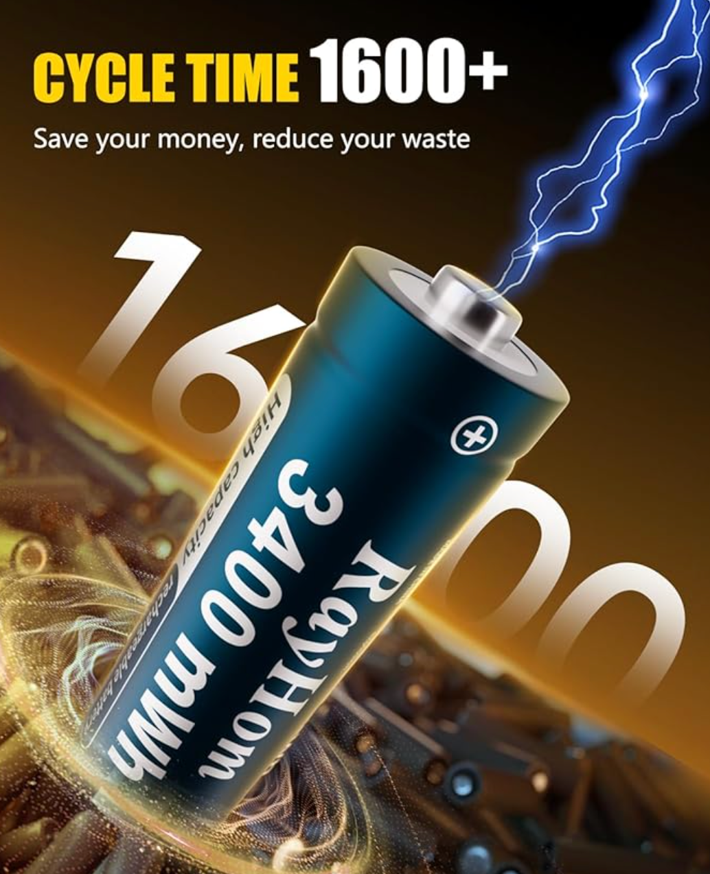 8-Pack Rechargeable Lithium aa Batteries with Charger - photo 3