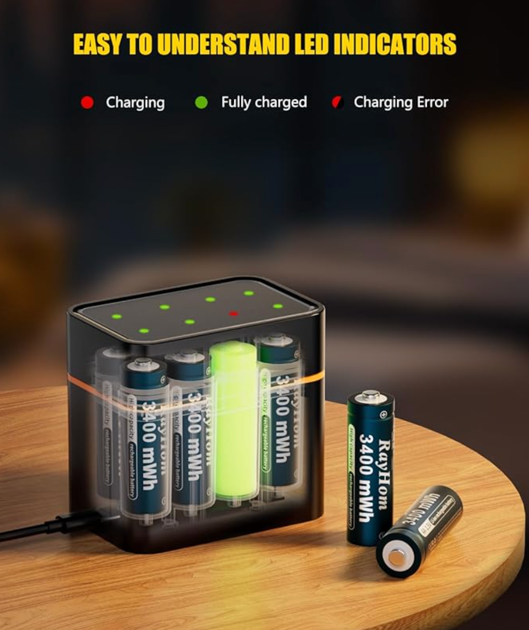 8-Pack Rechargeable Lithium aa Batteries with Charger - photo 5