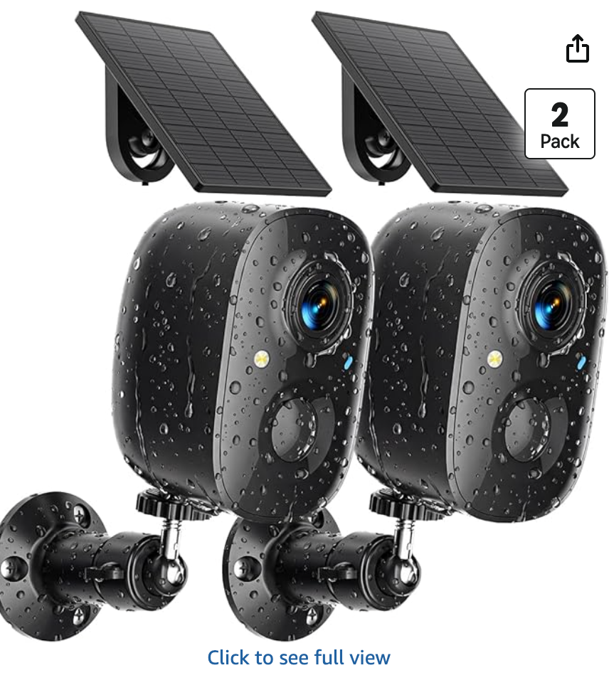 2 Solar Security Cameras Wireless Outdoor 2K WiFi