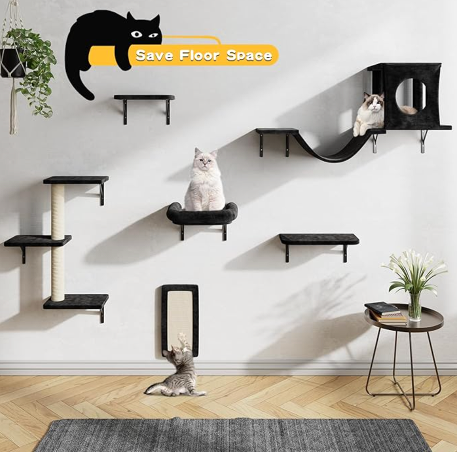 12-in-1 Cat Wall Shelves, Wall Mounted Cat Climber with Condo - photo 2