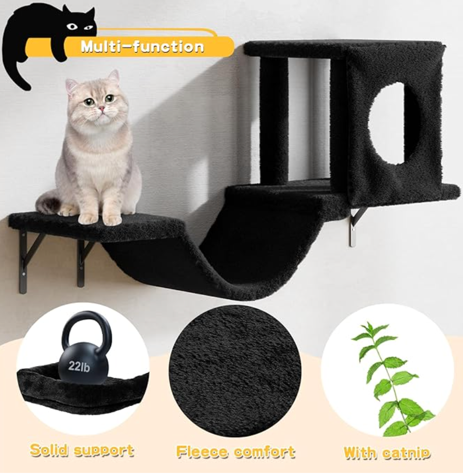 12-in-1 Cat Wall Shelves, Wall Mounted Cat Climber with Condo - photo 3