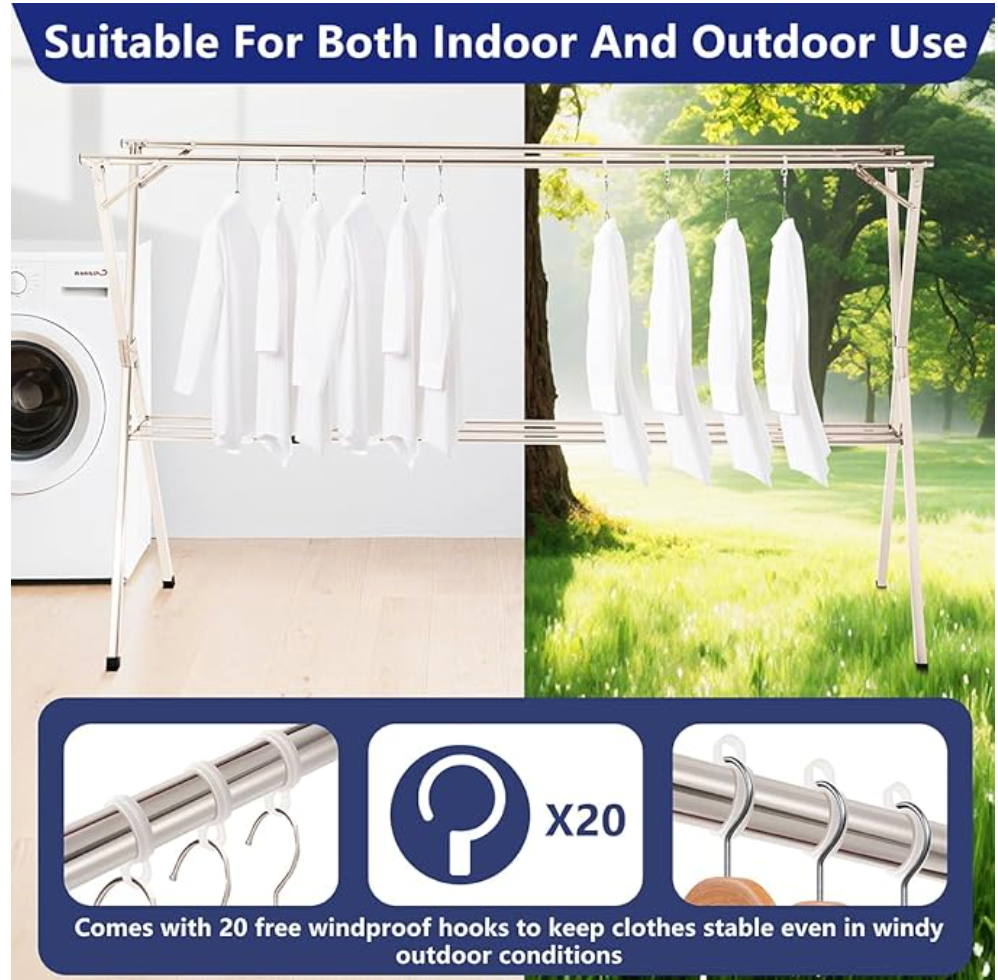 79 inches Foldable Clothes Drying Rack, Heavy Duty Stainless Ste - photo 4