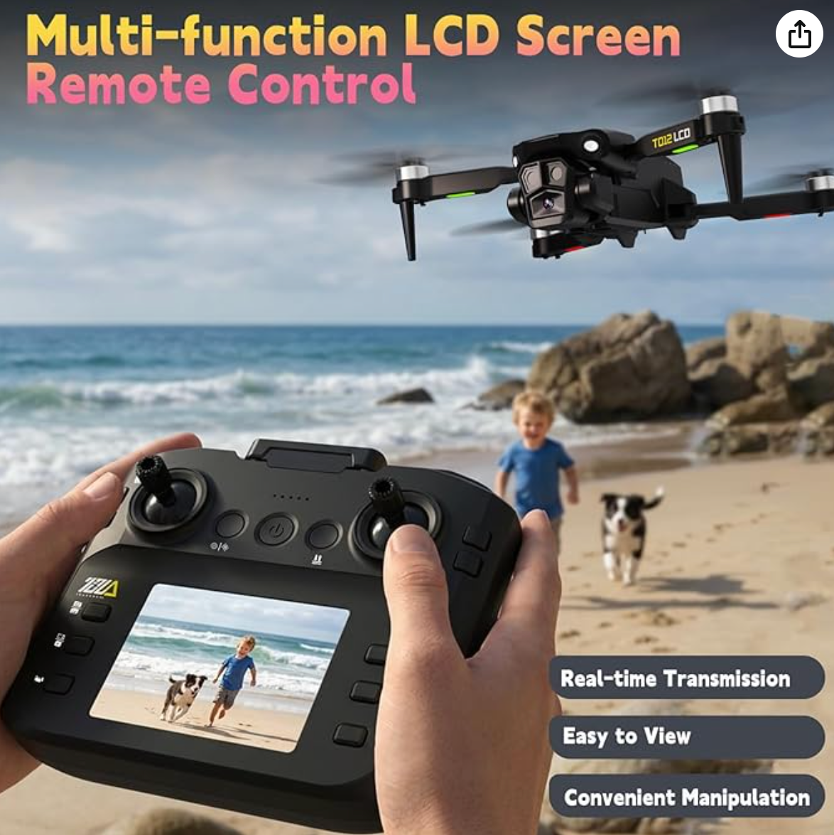 Drone with Camera LCD Screen RC FPV Drone with Brushless Motor - photo 3