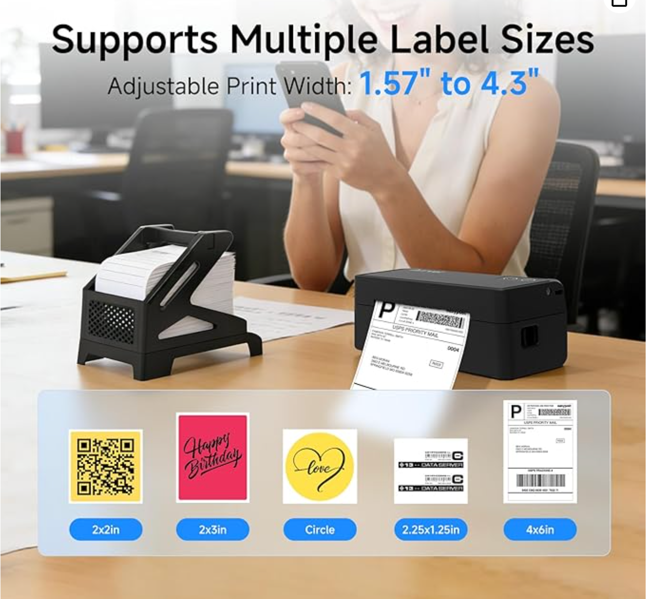 Bluetooth Thermal Label Printer with Stand, Wireless 4x6 Shippin - photo 2