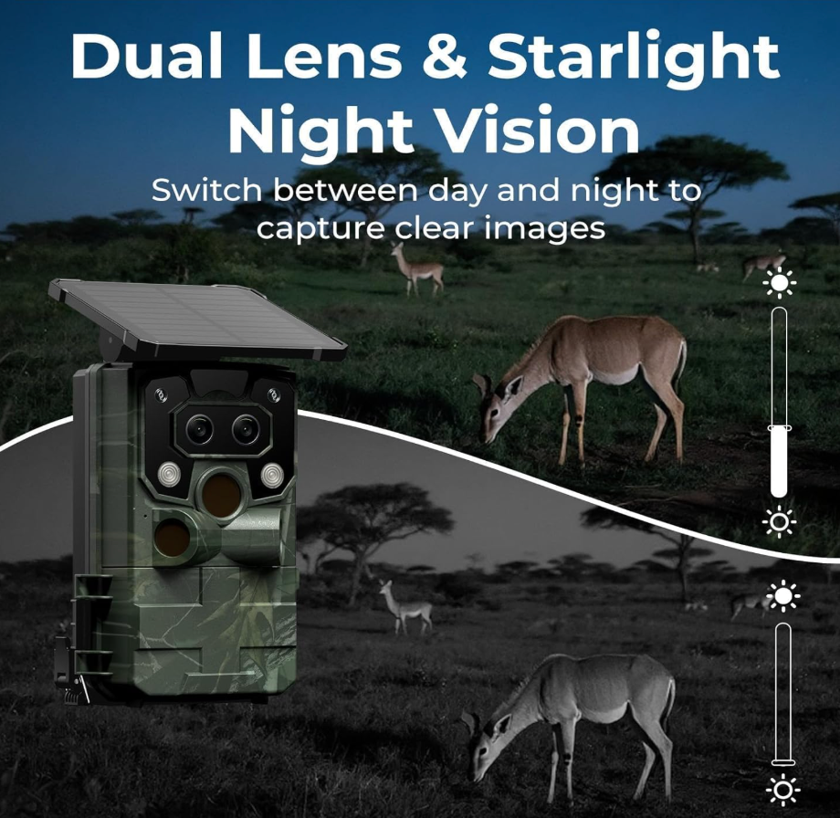 Dual Lens Solar Game Camera 60MP 4K 30FPS Trail Camera - photo 2