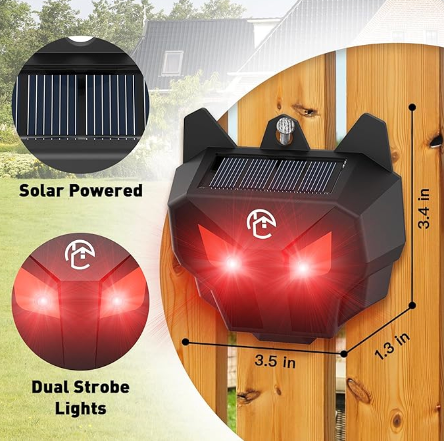Solar Nocturnal Animal Repeller with Red LED Flashing Lights
