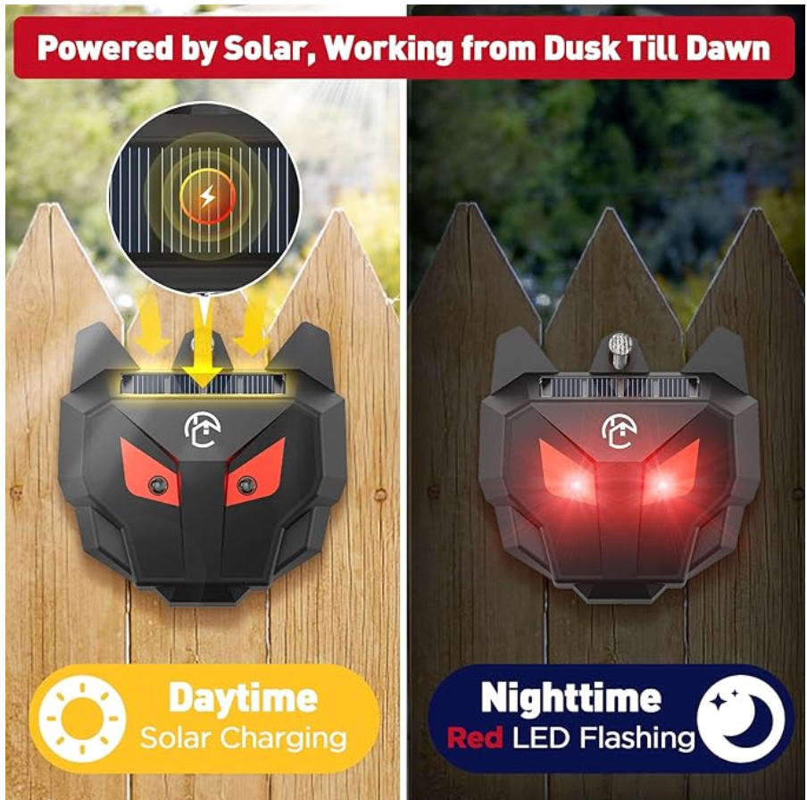 Solar Nocturnal Animal Repeller with Red LED Flashing Lights - photo 2