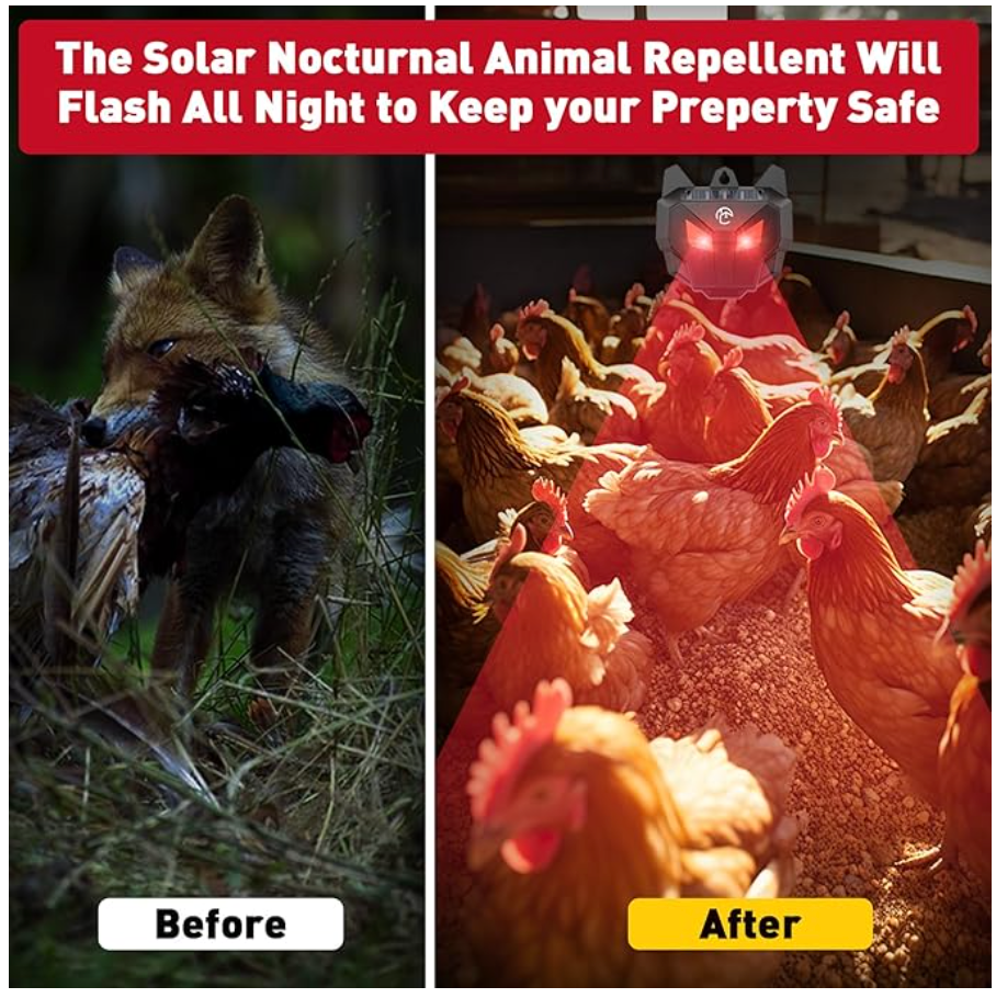 Solar Nocturnal Animal Repeller with Red LED Flashing Lights - photo 3