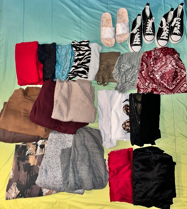 80$ for 41 items of woman’s clothes