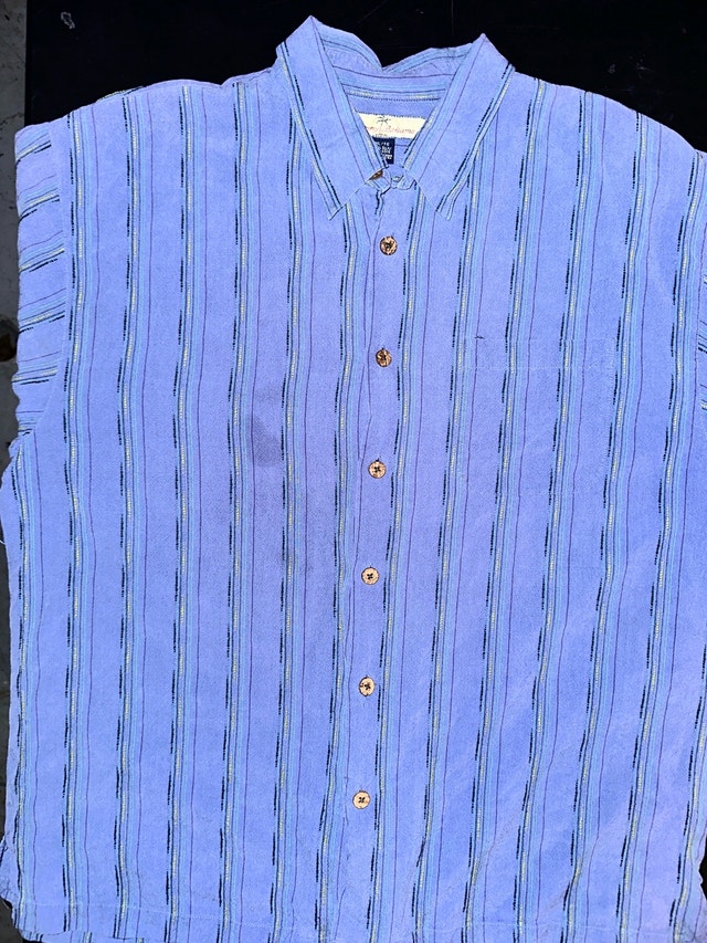 Tommy Bahamas silk striped short sleeve dress shirt size XL