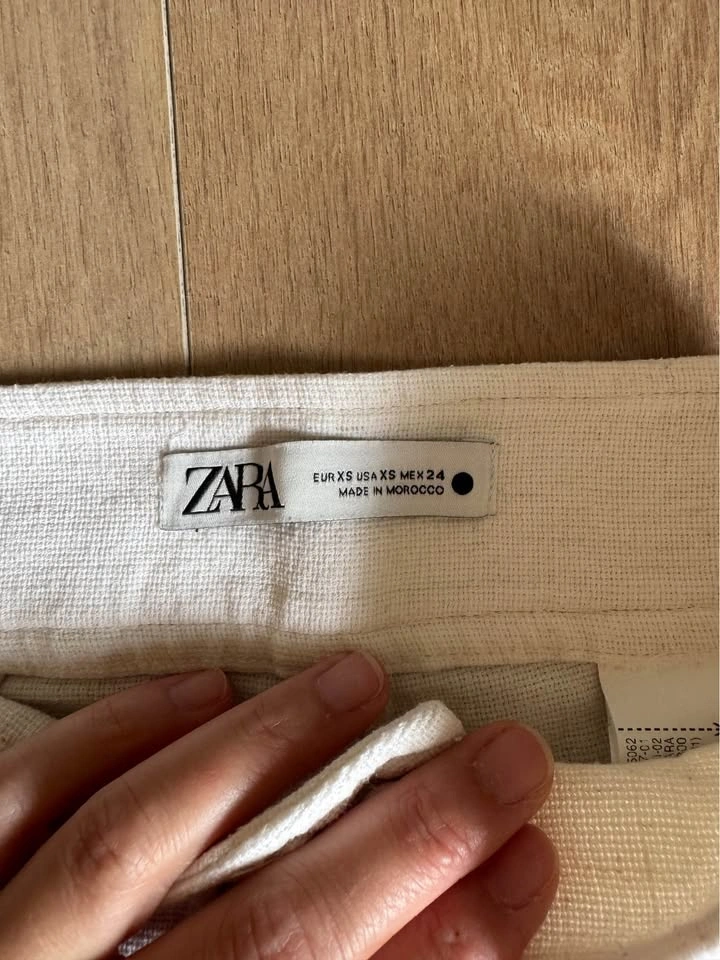 ZARA Boho White Linen Cropped Pants with Eyelet Embroidery - photo 3