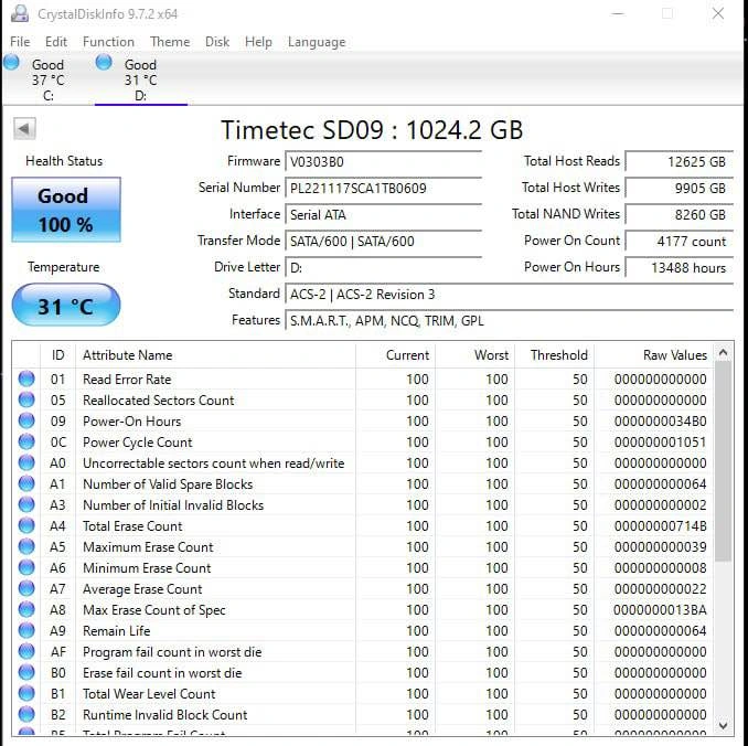 Timetec SD09 1TB SATA SSD – Excellent Condition, 100% Health - photo 2