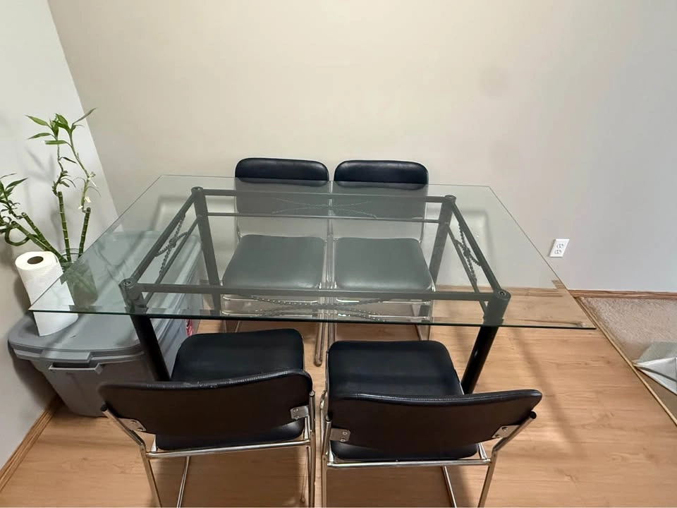 Glass Top Dining Table with 4 Chairs - photo 2