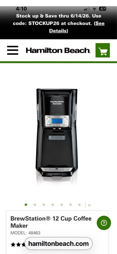 HAMILTON BEACH BREW STATION 12 CUP COFFEE MACHINE