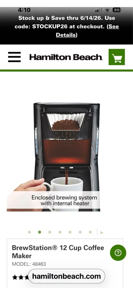 HAMILTON BEACH BREW STATION 12 CUP COFFEE MACHINE - photo 2