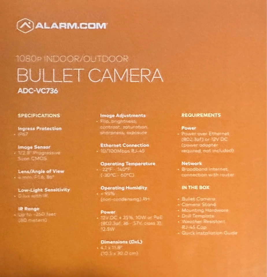 Alarm.com ADC-VC736 HD Bullet Camera (Brand New in Box) - photo 2
