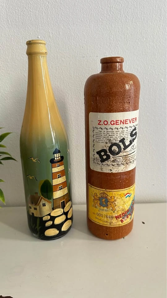 Vintage Bols Genever Bottle & Hand-Painted Lighthouse Bottle Dec - photo 3