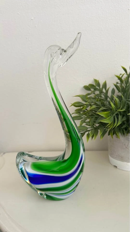 Vintage Hand Blown Art Glass Swan Figurine | Murano Style - photo 2