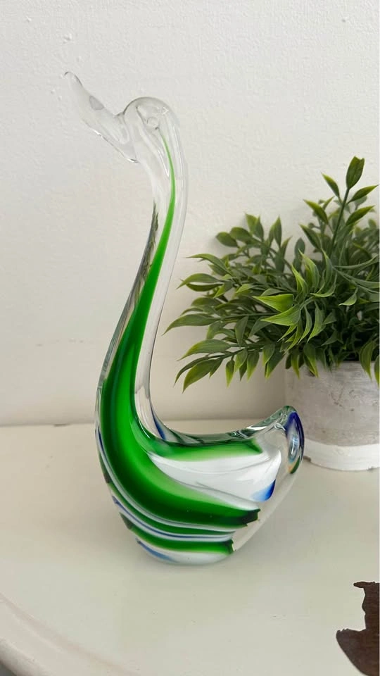 Vintage Hand Blown Art Glass Swan Figurine | Murano Style - photo 4