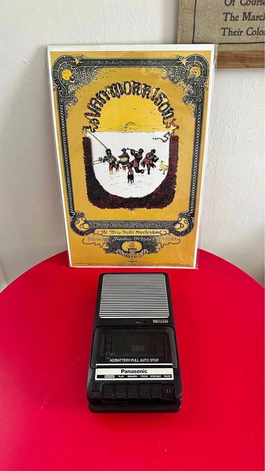 Vintage Panasonic Cassette Recorder + 1970 Van Morrison Poster