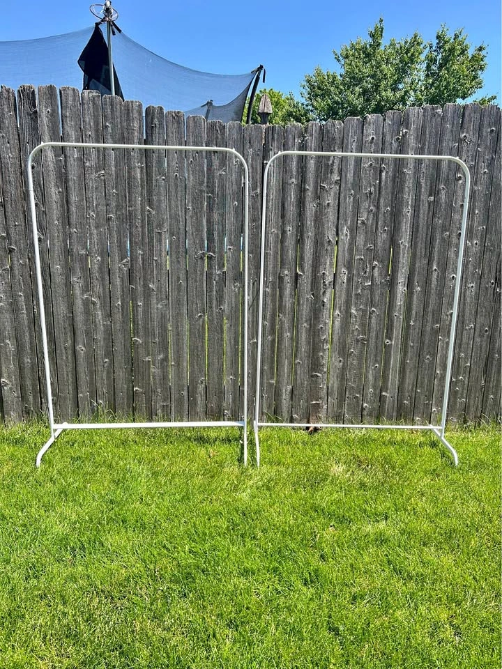 white metal clothing rack
