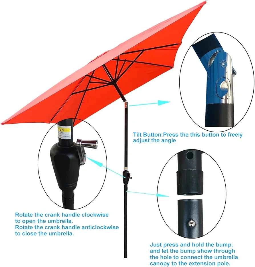 BILEK 6 x 9ft Rectangular Outdoor Patio Umbrella - photo 3