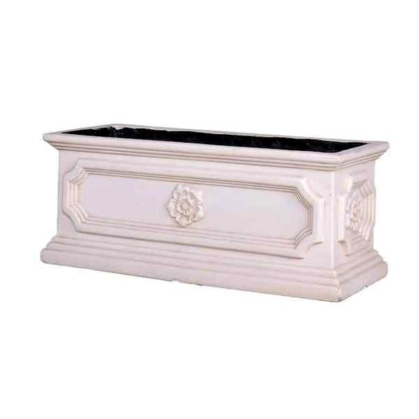 20 in. x 8 in. Light Aged White Stone Window Boxes & Troughs