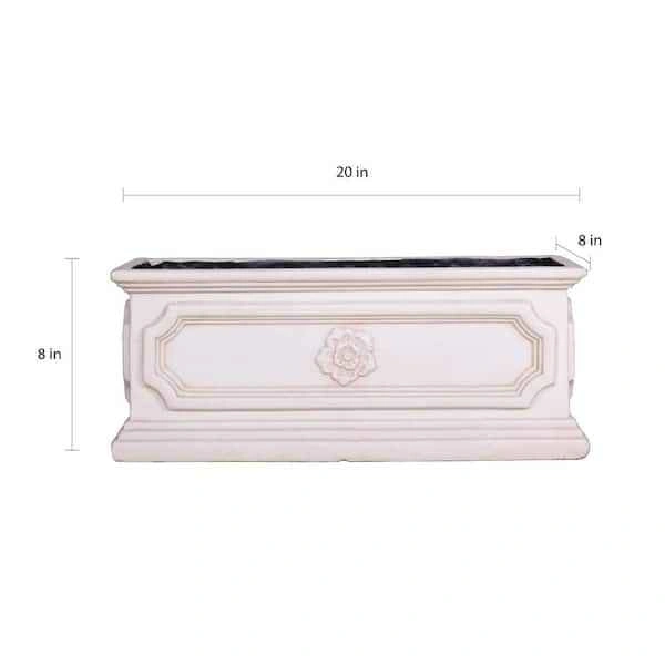 20 in. x 8 in. Light Aged White Stone Window Boxes & Troughs - photo 2