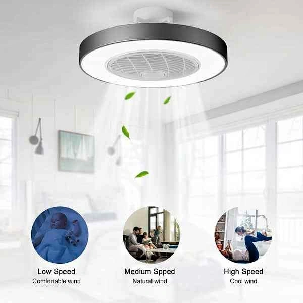 20 in. LED Dimmable Caged Low Profile Ceiling Fan with Remote