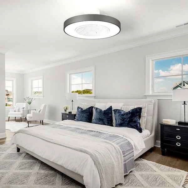 20 in. LED Dimmable Caged Low Profile Ceiling Fan with Remote - photo 3
