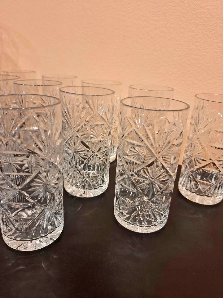 Set of 11 Cut Glass Tumblers beautiful