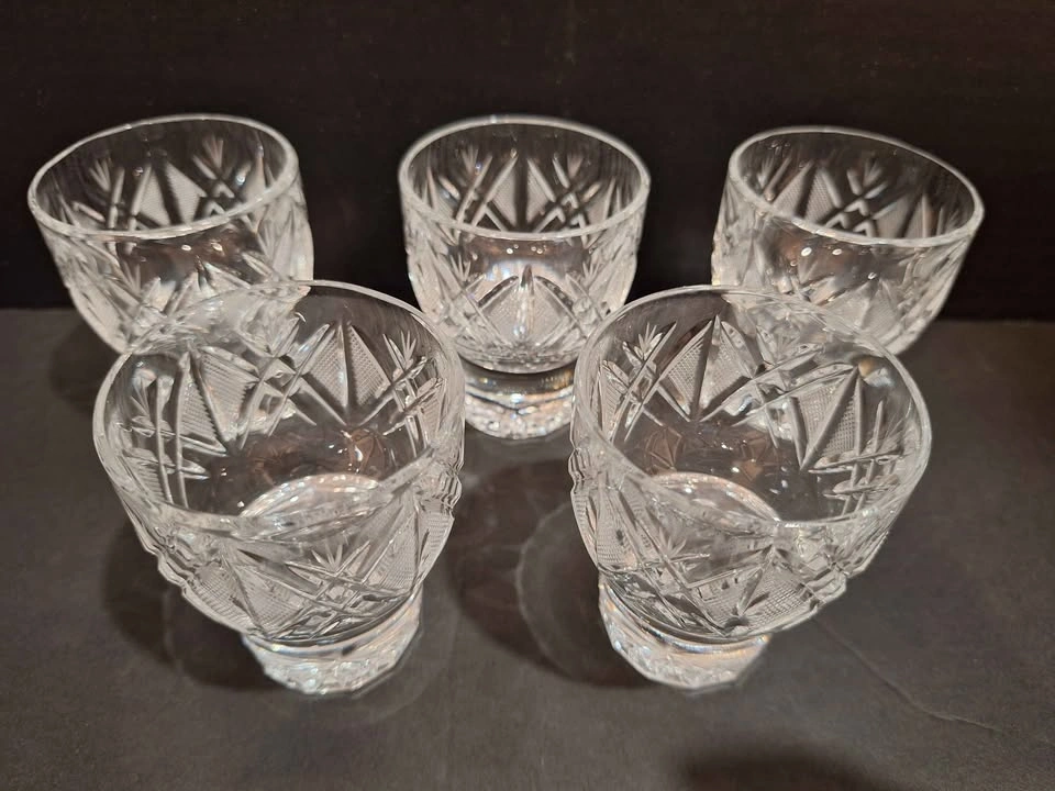 Lot of 5 brilliant Cut Crystal glass soft boiled egg cups Cordia - photo 3