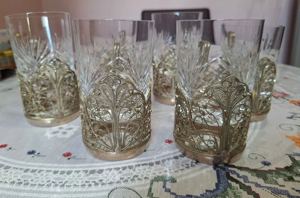 USSR Filigree Cup Holder Yuvelir - photo 2