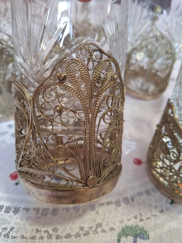 USSR Filigree Cup Holder Yuvelir - photo 3