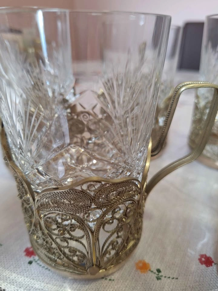USSR Filigree Cup Holder Yuvelir - photo 5